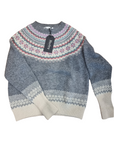Harley of Scotland Thick Grey Fairisle Sweater