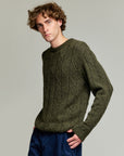 Kuna Men's Cable Olive Crew