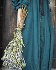 A gorgeous detailed french linen button bluson dress by Lorena Laing. Made in Melbourne featuring stunning french linen and the unique styling a signature of the Lorena Laing look.