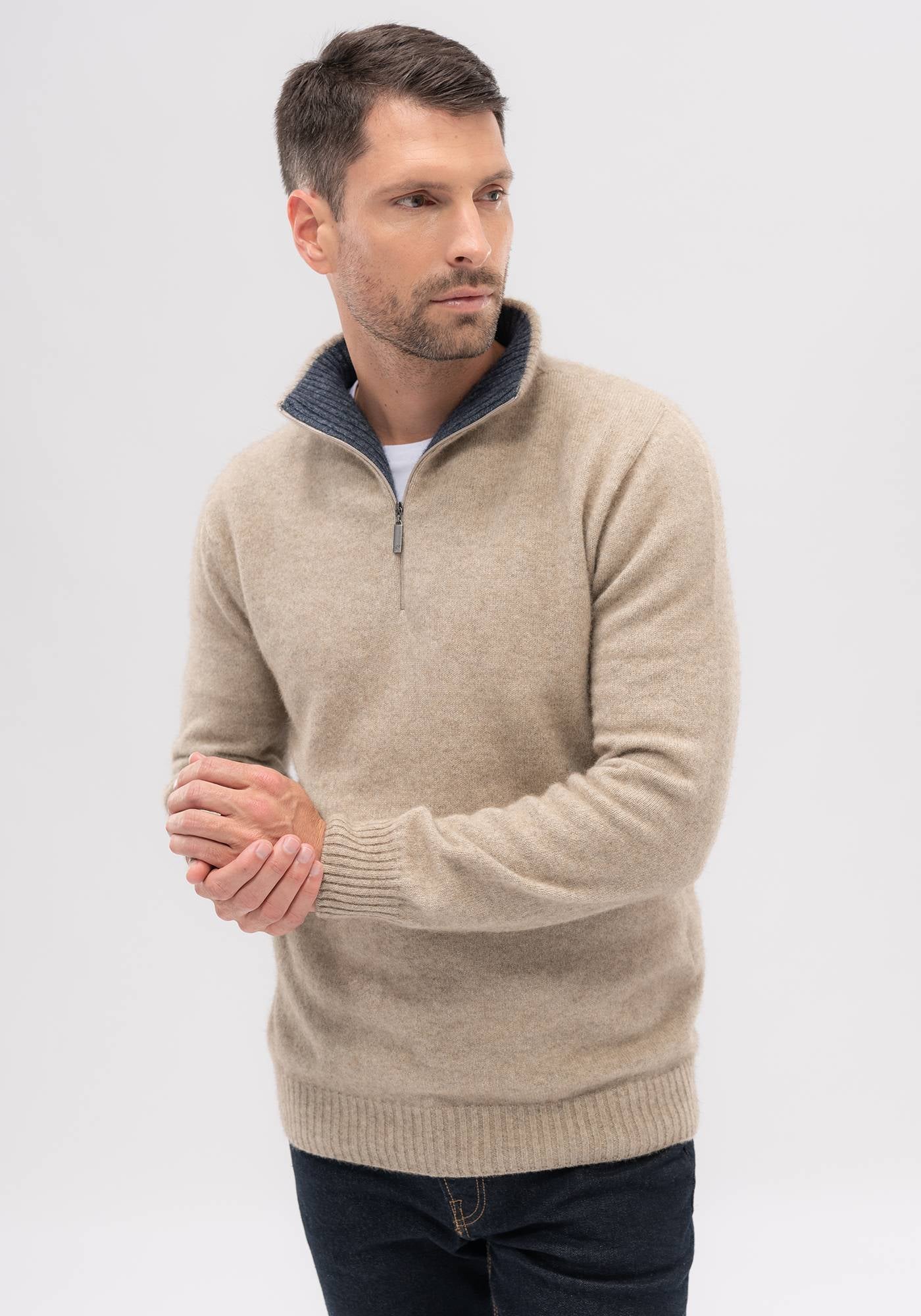 Merinomink Contrast Half Zip Sweater