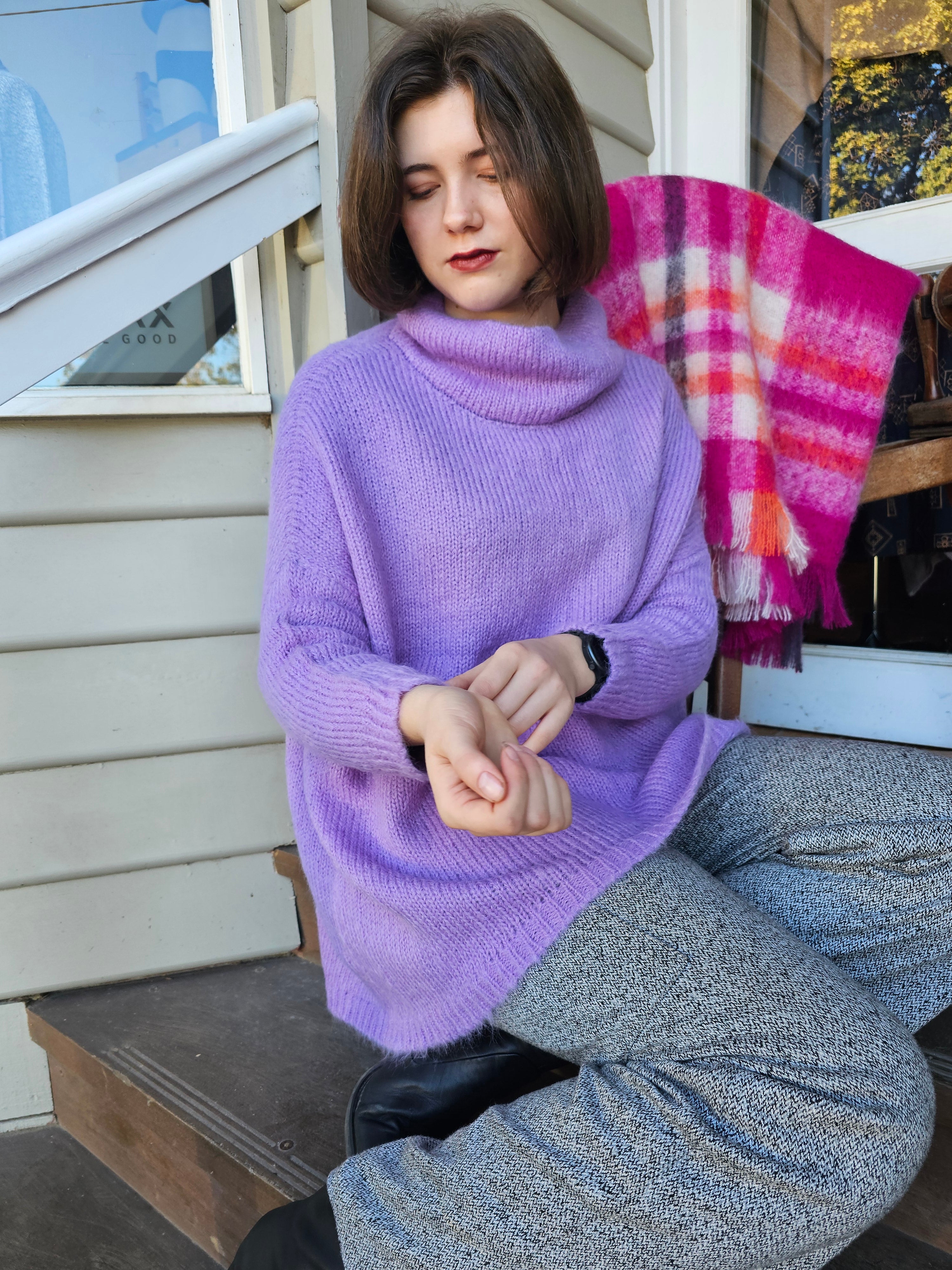 Little Alpaca Suri Oversized Mock Neck Sweater