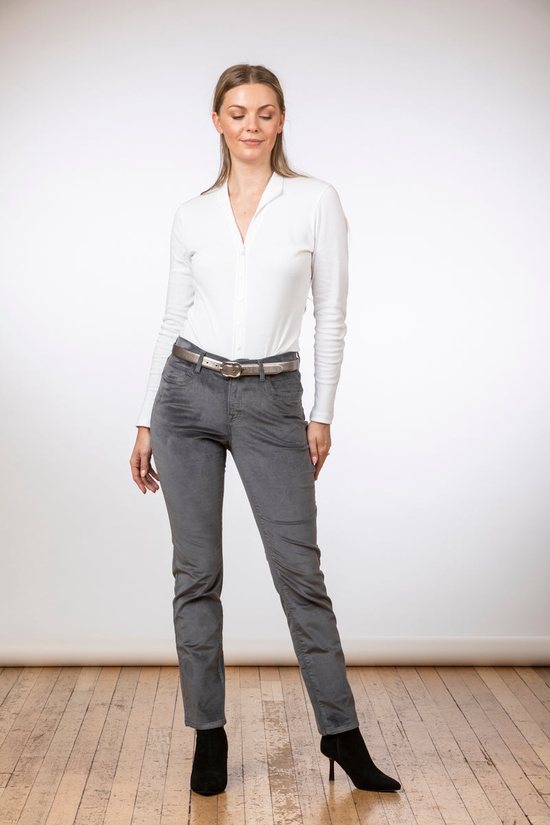 Brax Mary Fine Cord Trousers in Grey