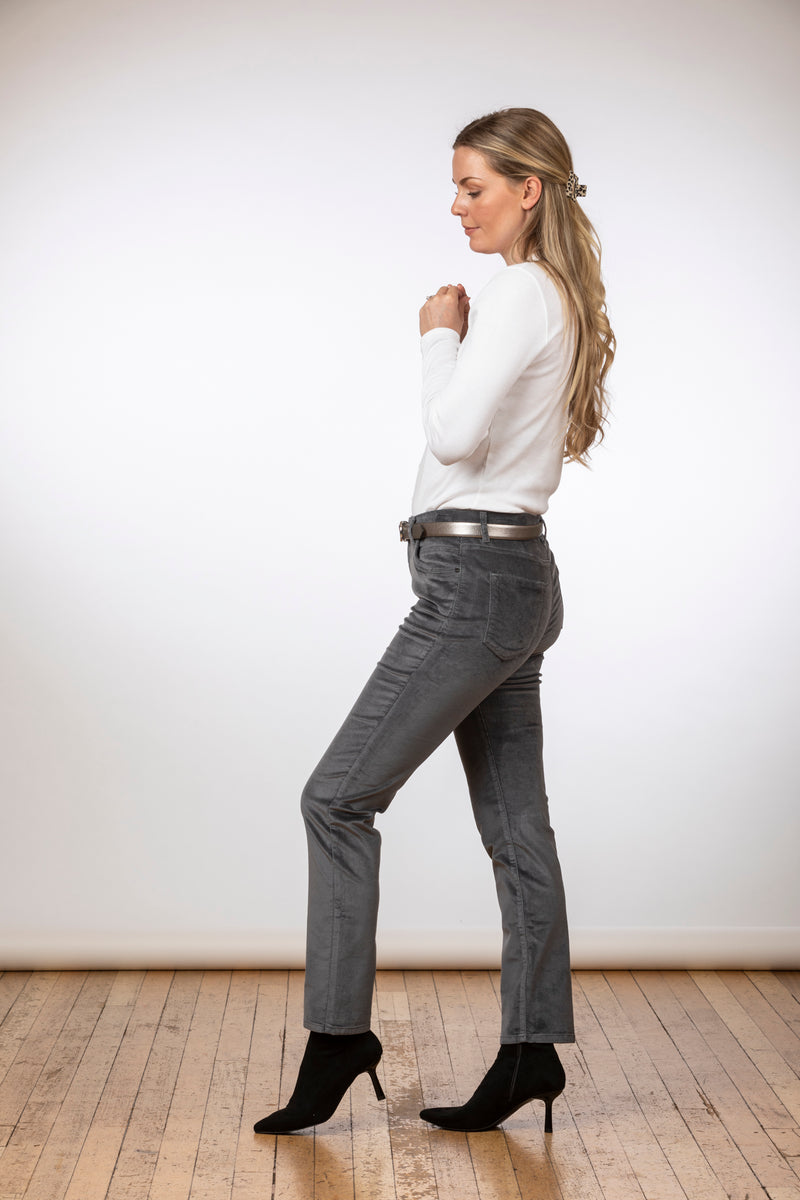 Brax Mary Fine Cord Trousers in Grey
