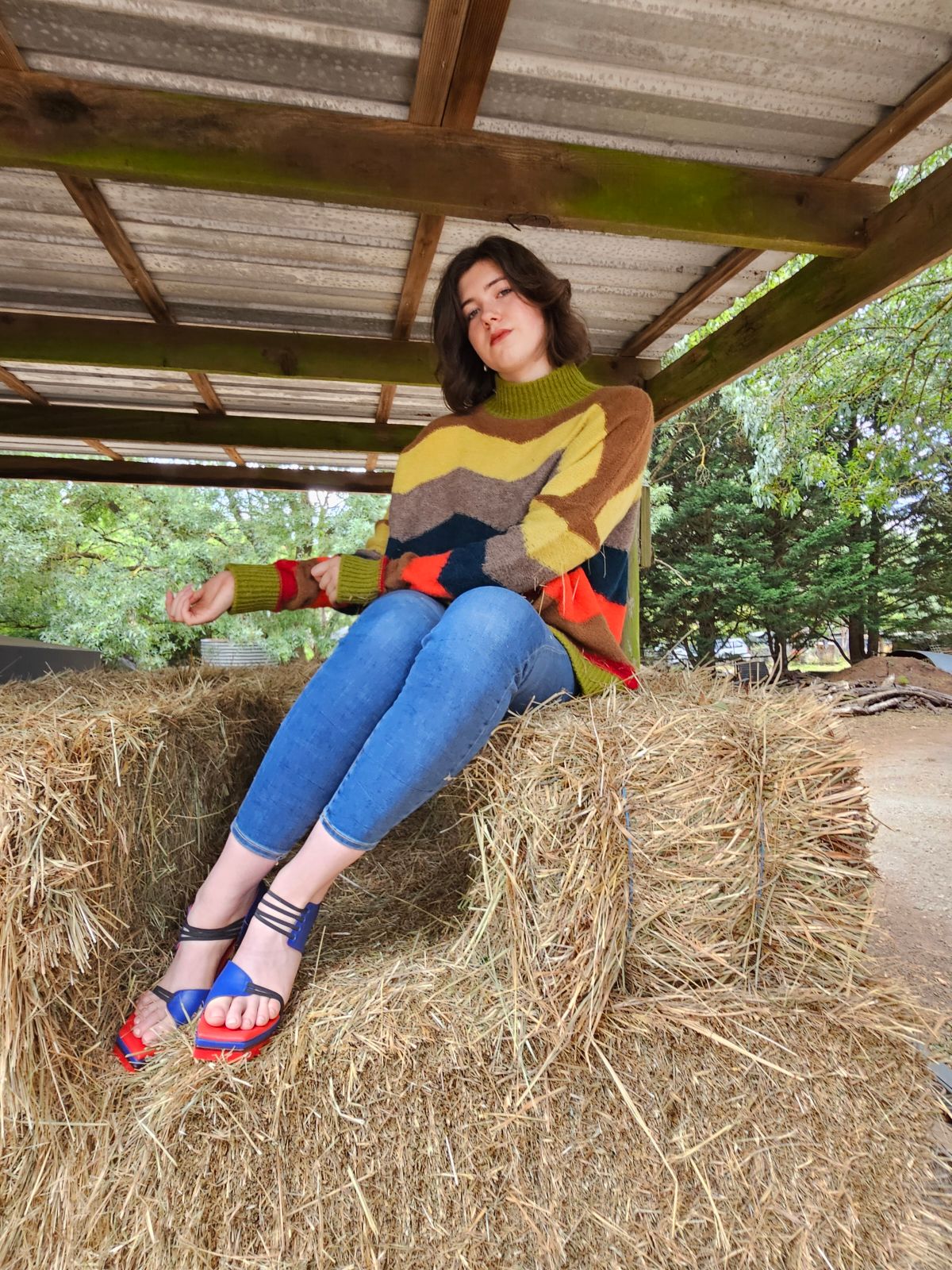 Contrast Chevron Alpaca Sweater by Lorena Laing