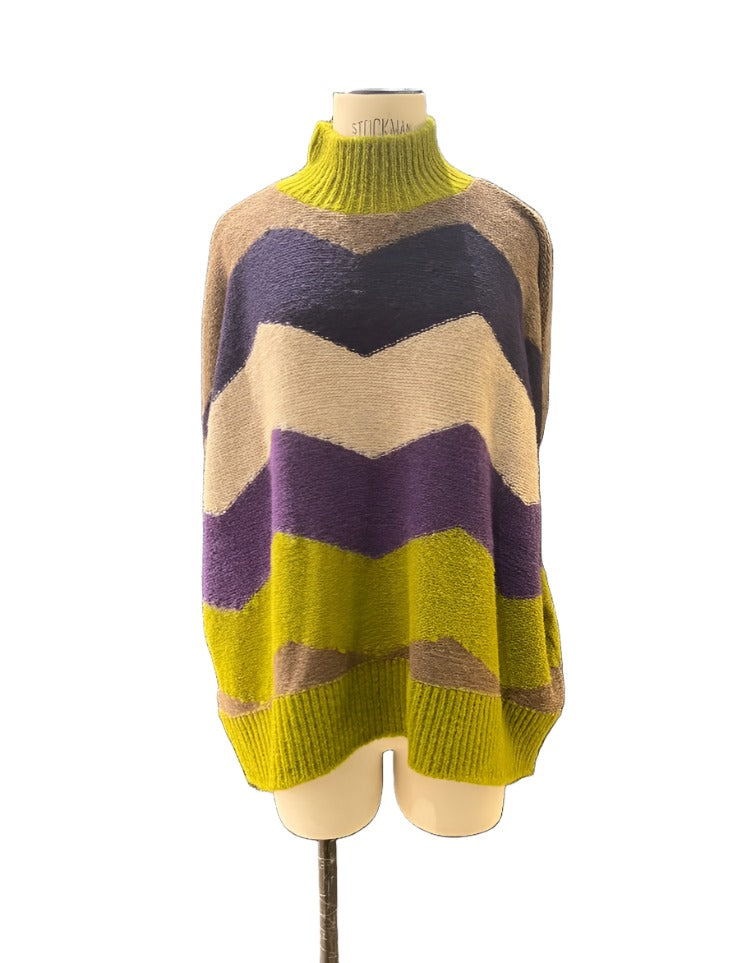 Contrast Chevron Alpaca Sweater by Lorena Laing