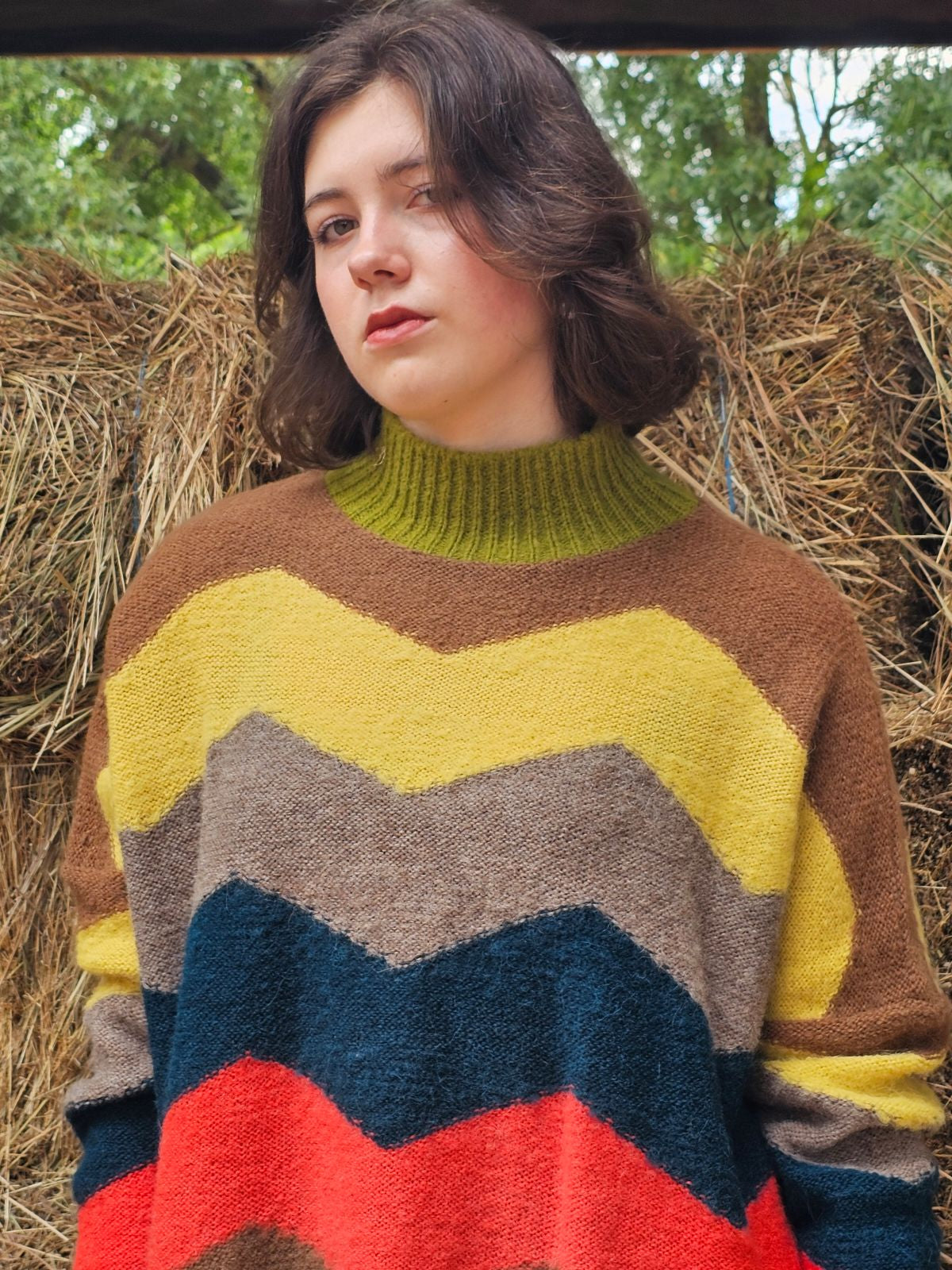 Contrast Chevron Alpaca Sweater by Lorena Laing