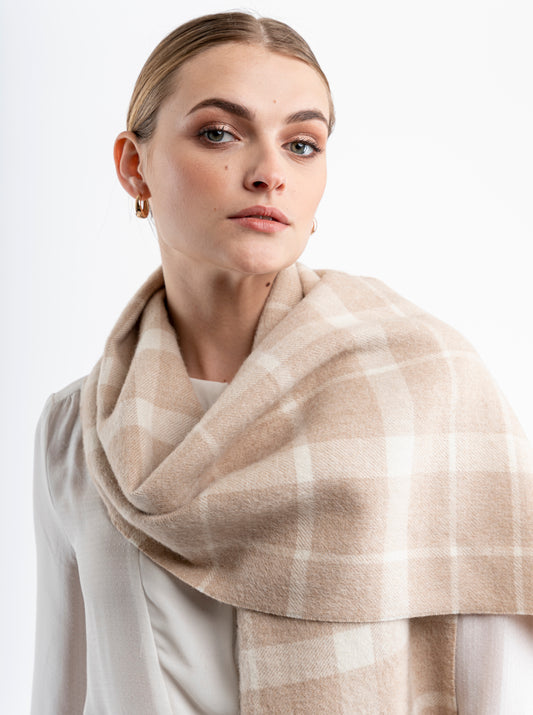 Dalcielo Striped/Check Alpaca Scarf