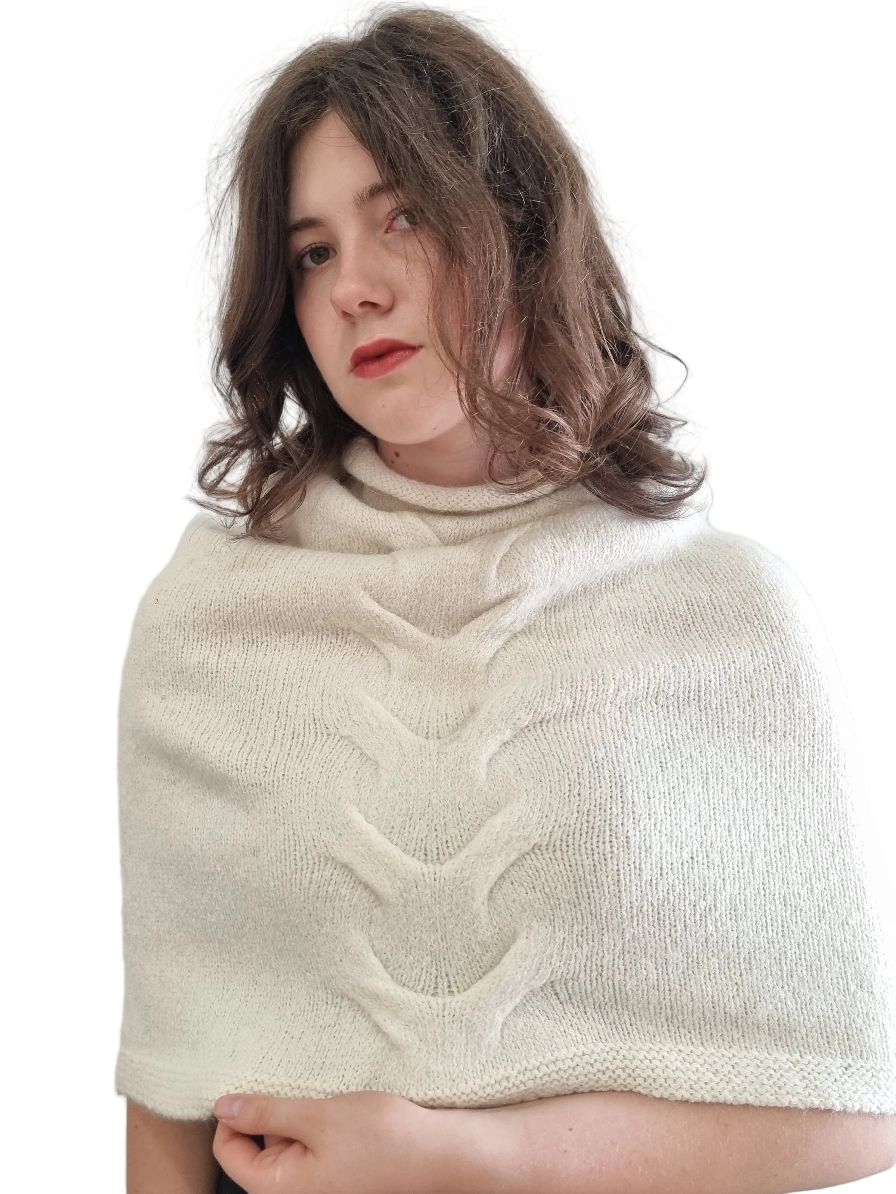 Little Alpaca Cable Poncho