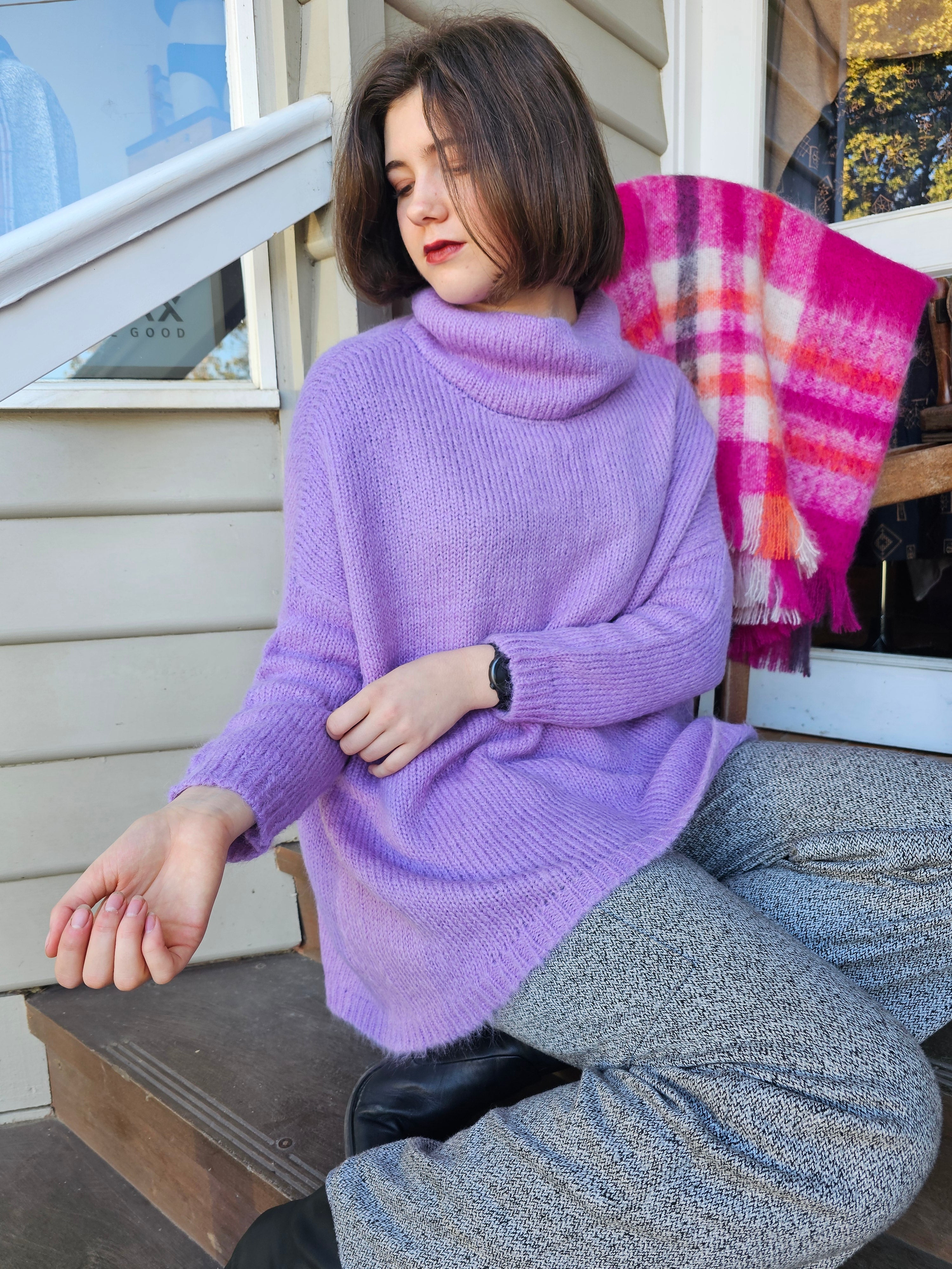 Little Alpaca Suri Oversized Mock Neck Sweater
