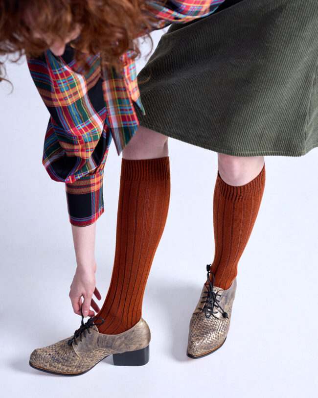Tightology Long Merino Wool Ribbed Socks