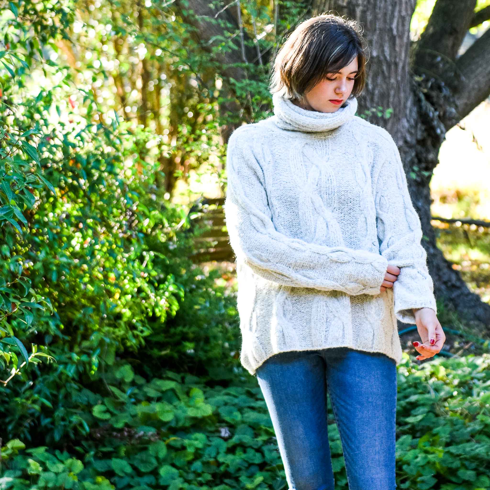 Lorena Laing Chunky Alpaca Cable Turtle Neck