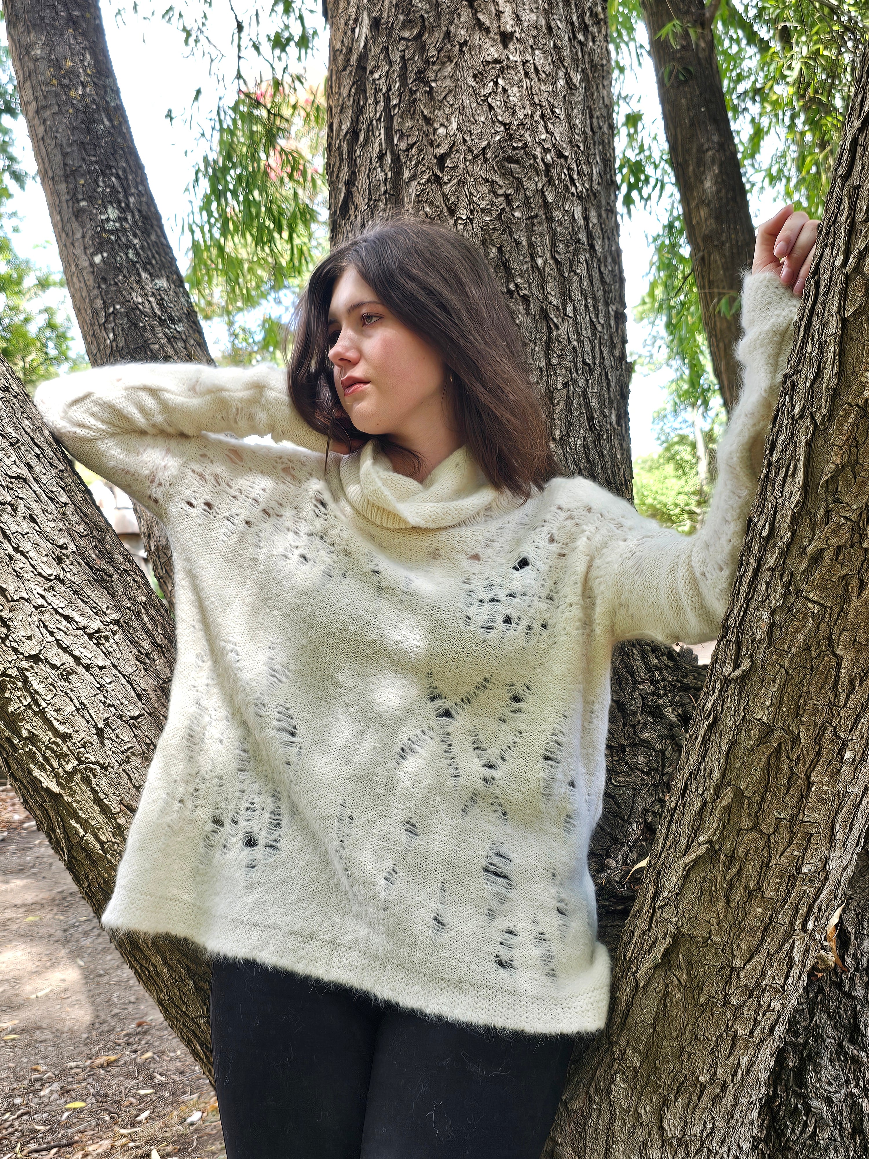 Lorena Laing Distressed Spider Lace Sweater