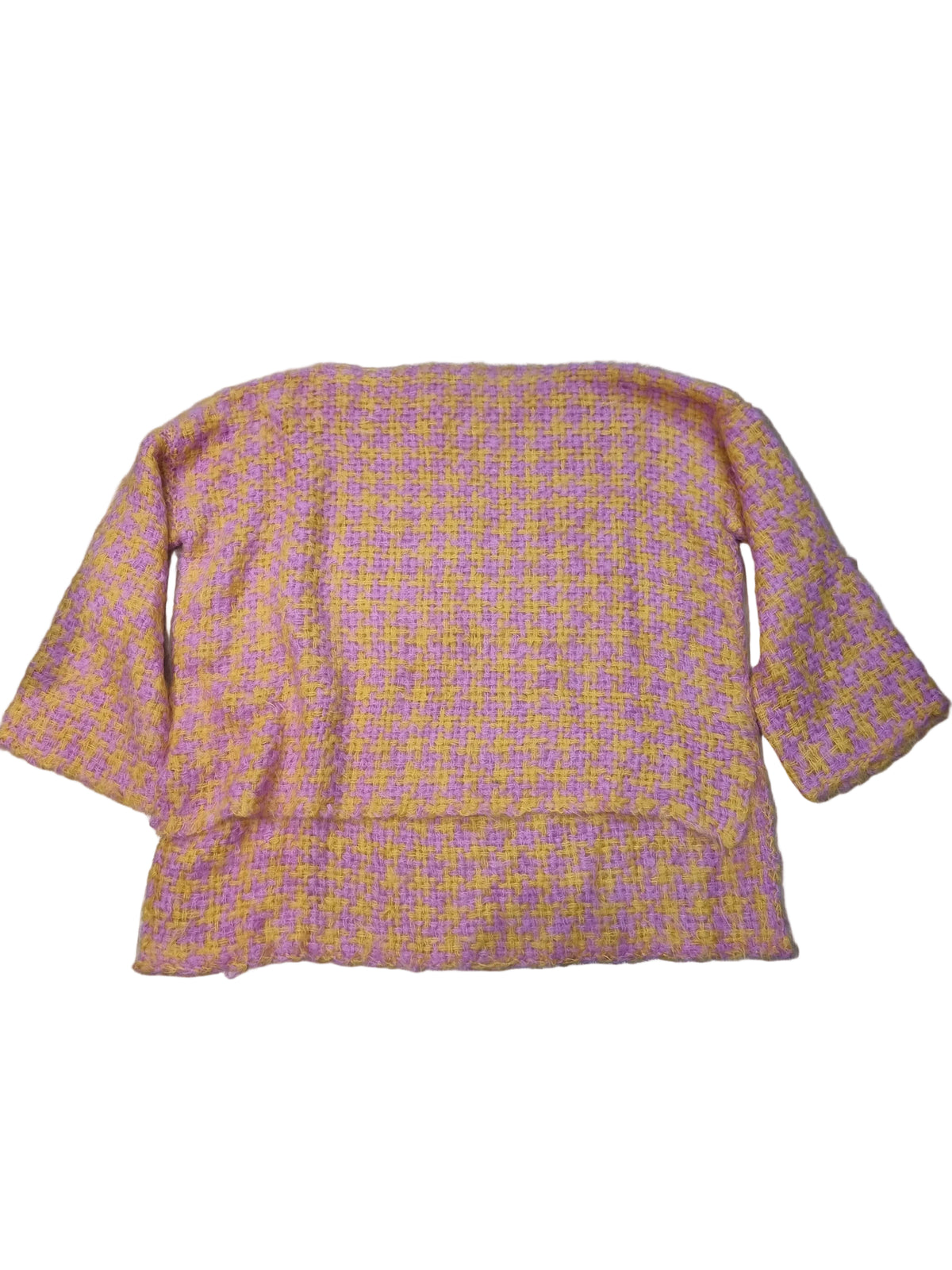 Lorena Laing Hand Woven Suri Houndstooth Sweater Yellow/Pink