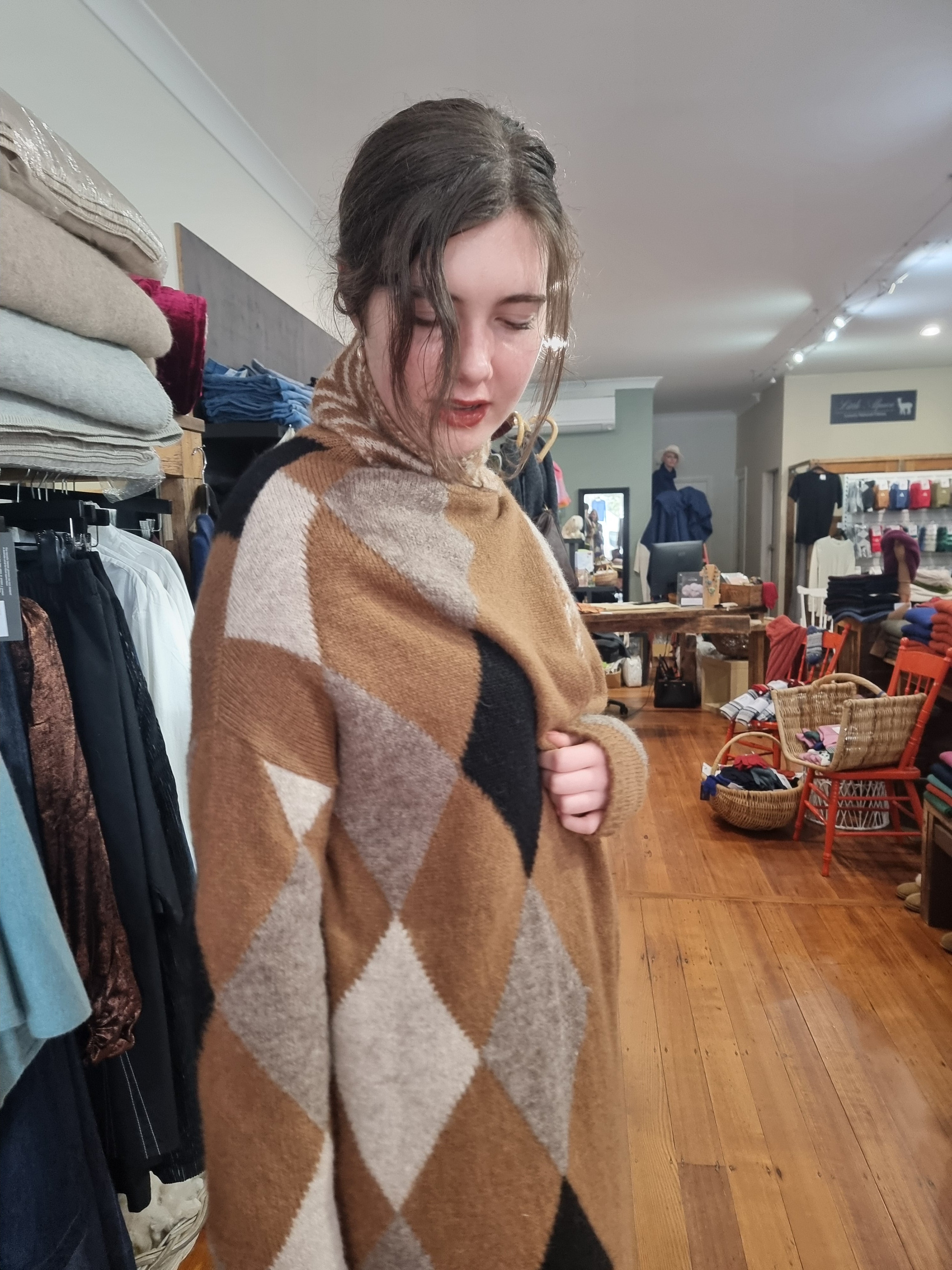 Lorena Laing 'Harlequin' Cascade Alpaca Cardi