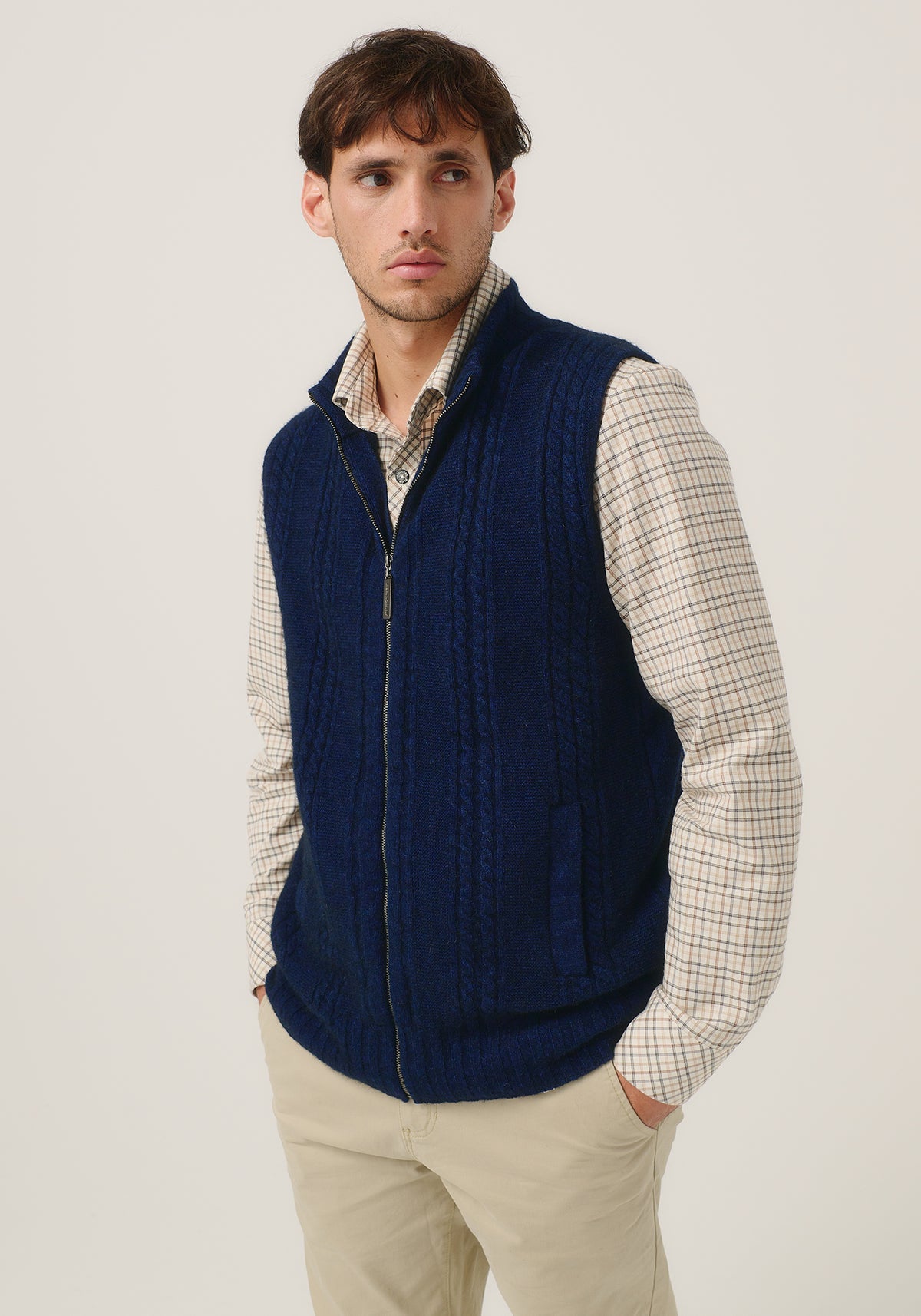 Merinomink Men's Henry Merino Possum Zip Vest Navy