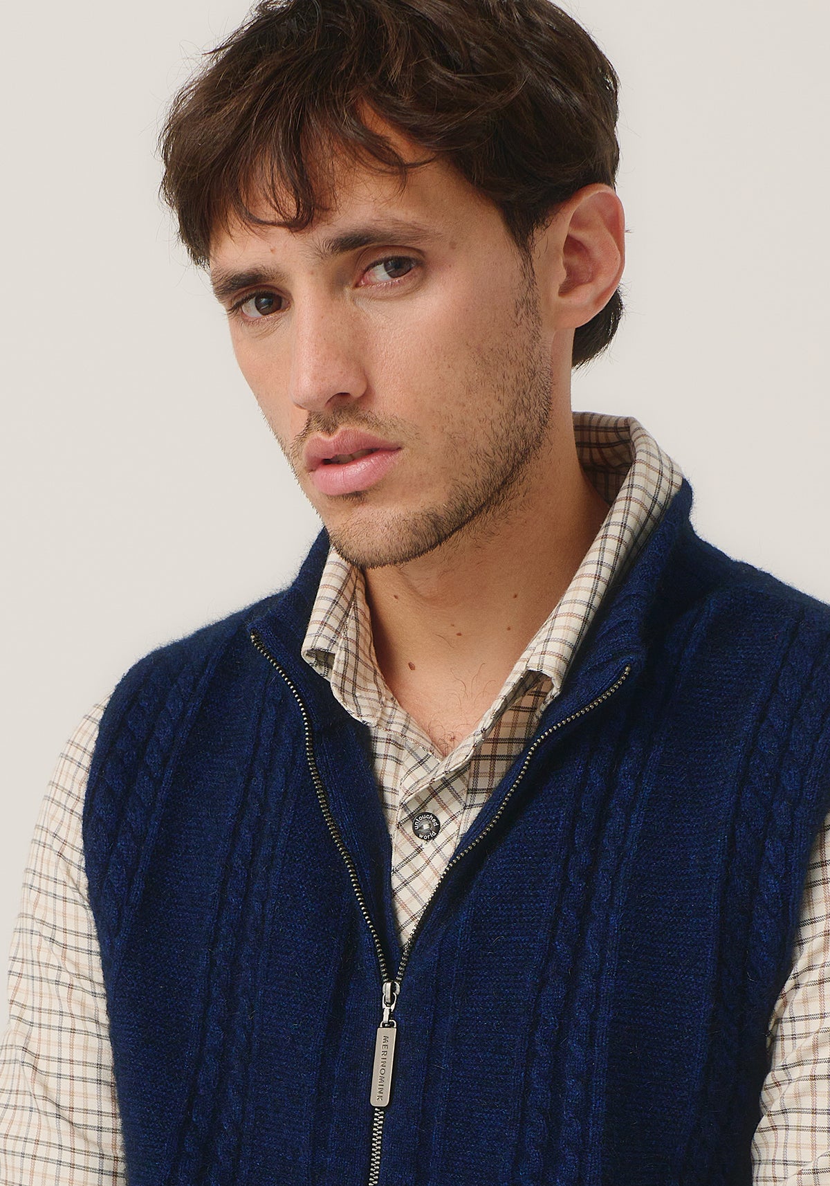 Merinomink Men's Henry Merino Possum Zip Vest Navy