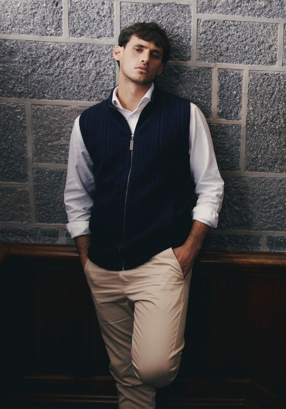 Merinomink Men's Henry Merino Possum Zip Vest Navy