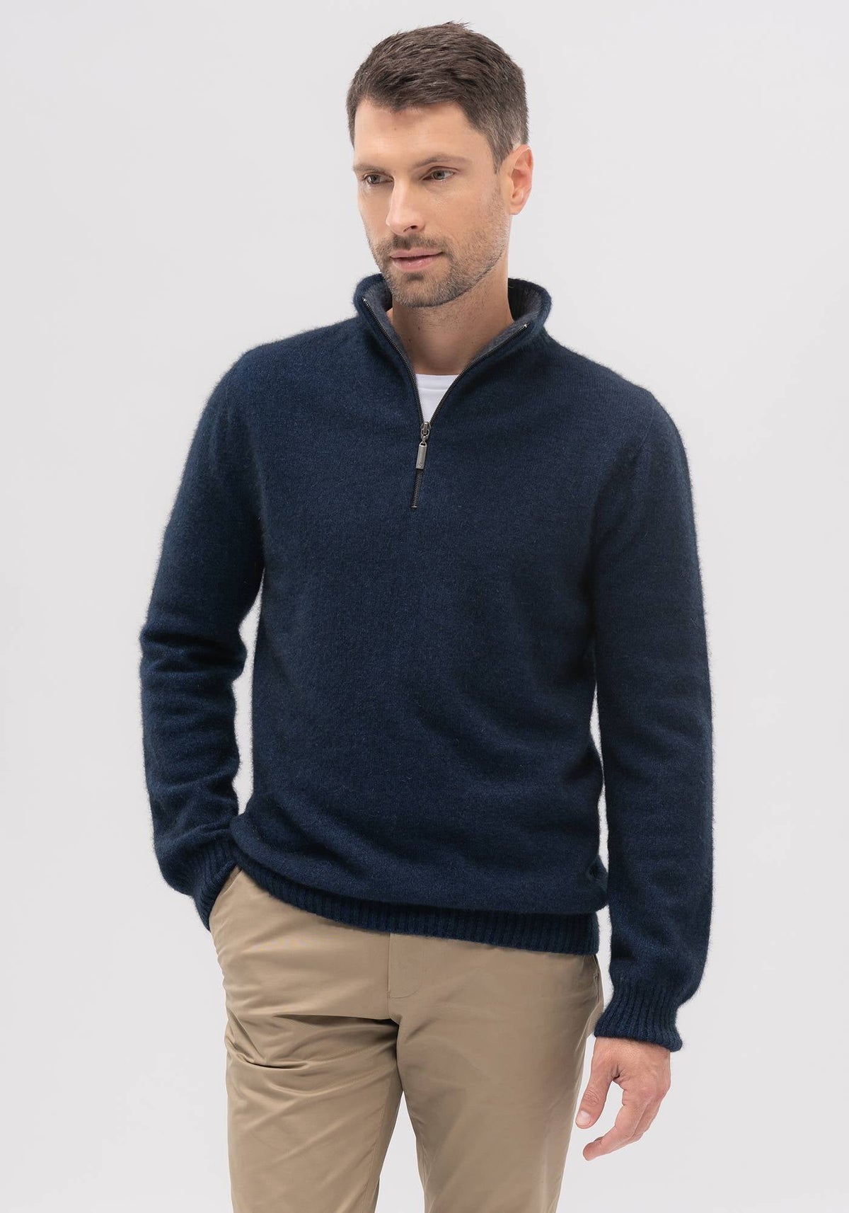 Merinomink Men's Whittaker Possum Merino Half Zip Sweater