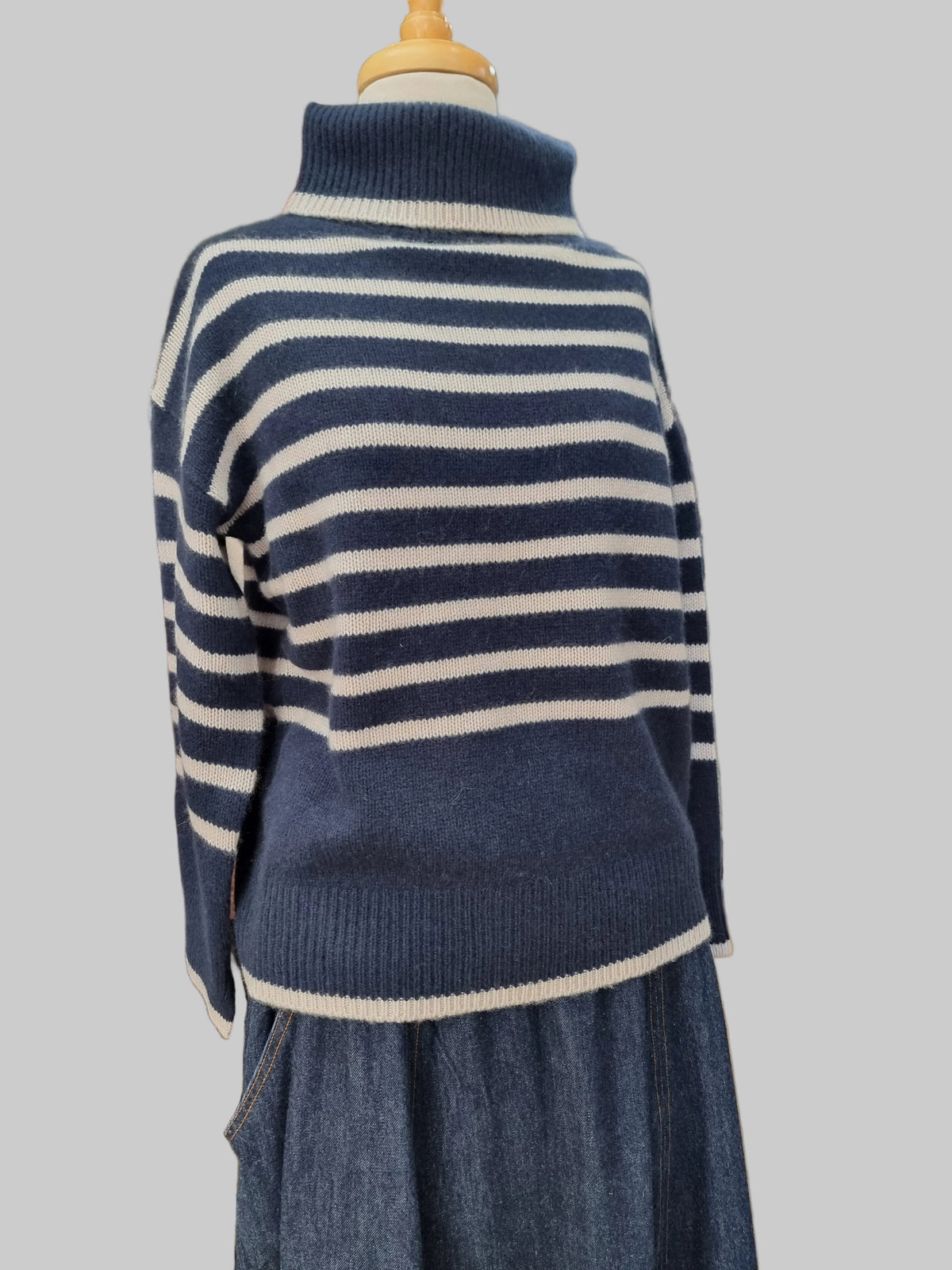 Mia Fratino Cashmere Hunter Stripe Roll Neck