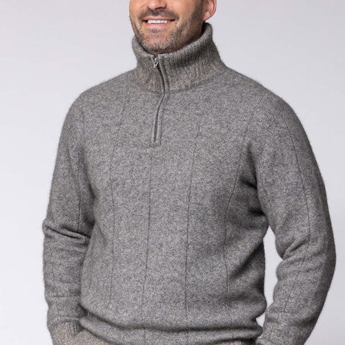 Noble Wilde Javelin Merino Possum Zip Neck Sweater