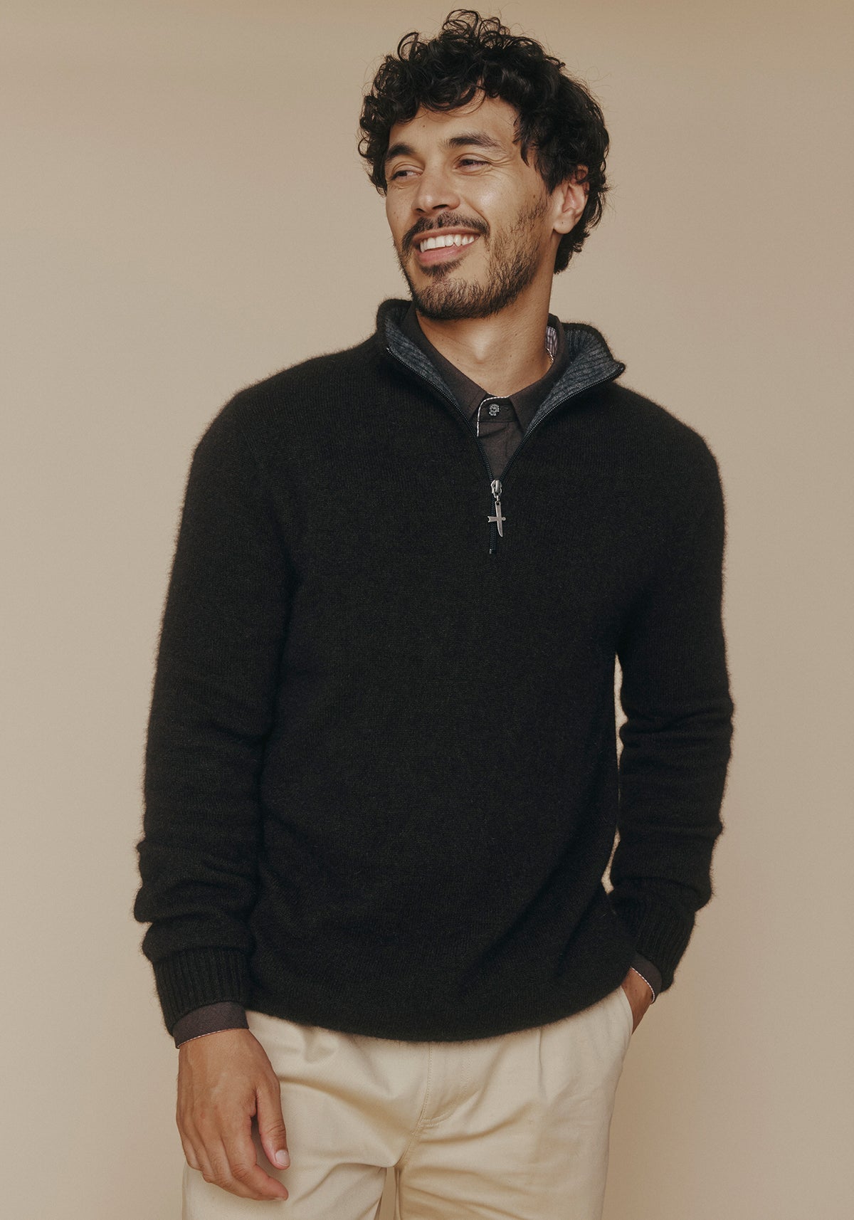 Untouched World Men's Estuary Half Zip Possum Merino Sweater