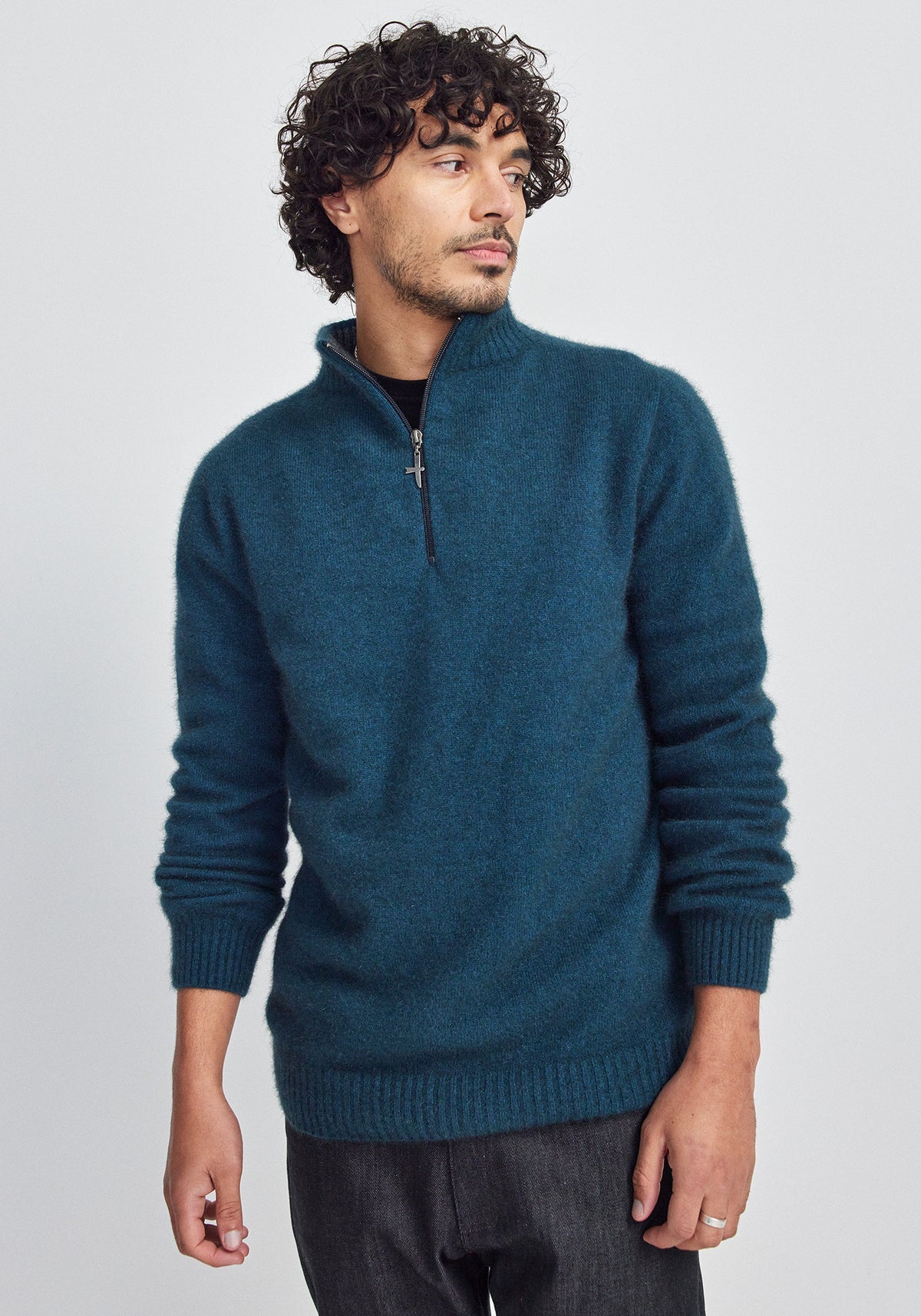 Untouched World Men's Estuary Half Zip Possum Merino Sweater