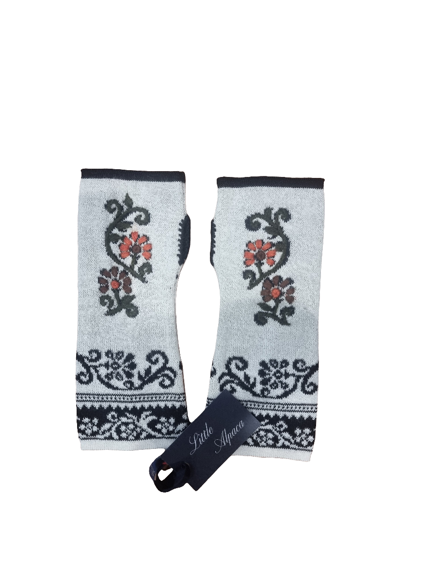 Little Alpaca Embroidered Mitts