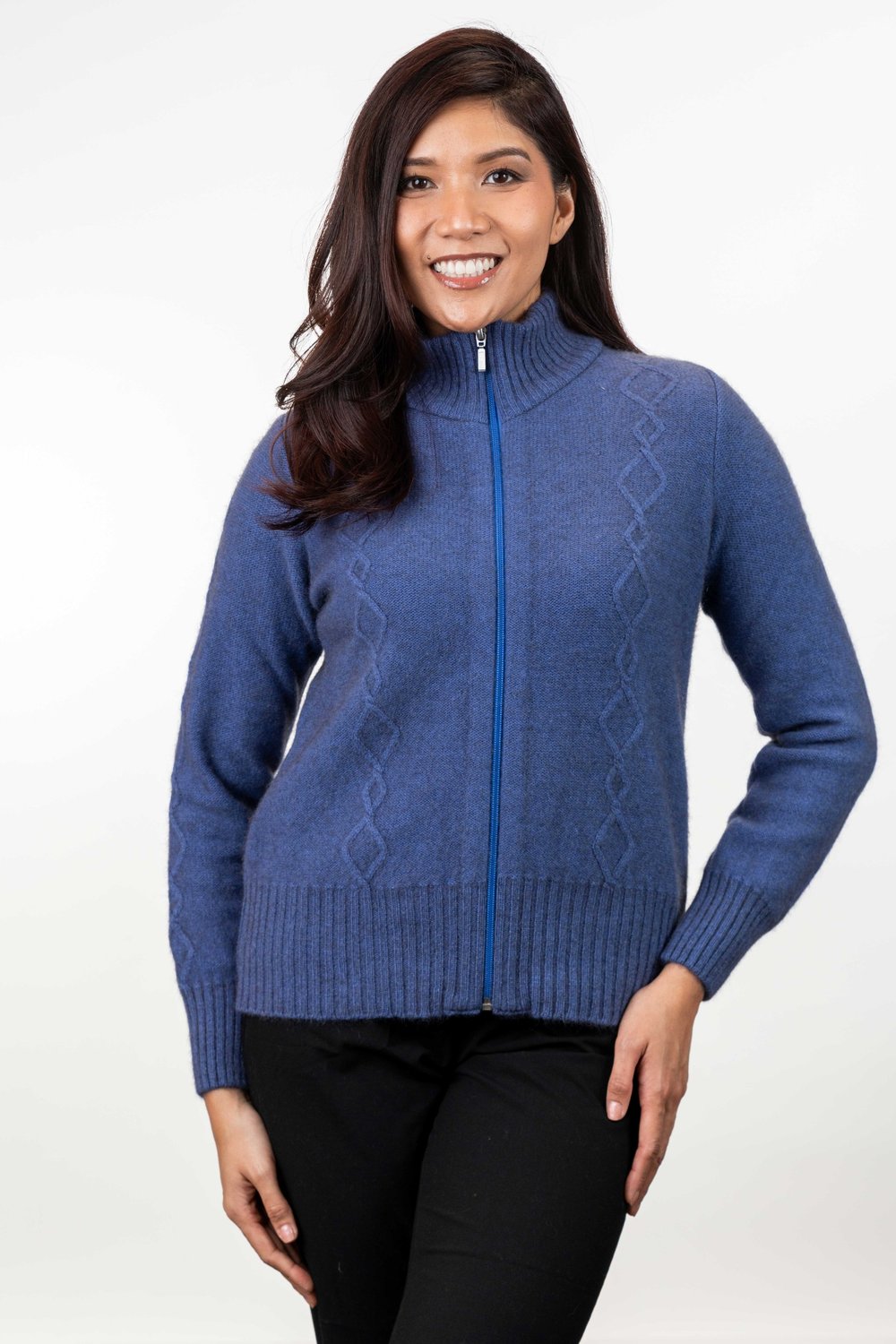 Koru Ladies Cable Zip Possum Merino Cardigan