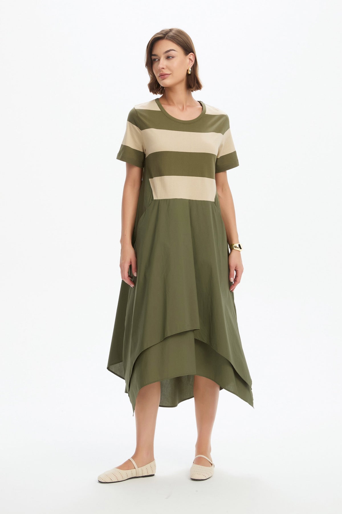 Tirelli Stripe Hanky Hem Combi Dress
