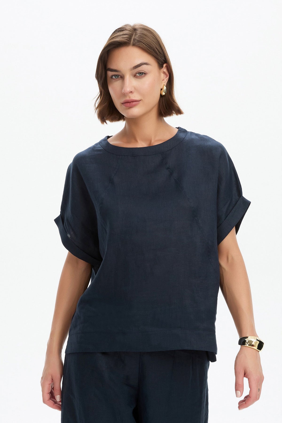 Tirelli Linen Angled Seam Top