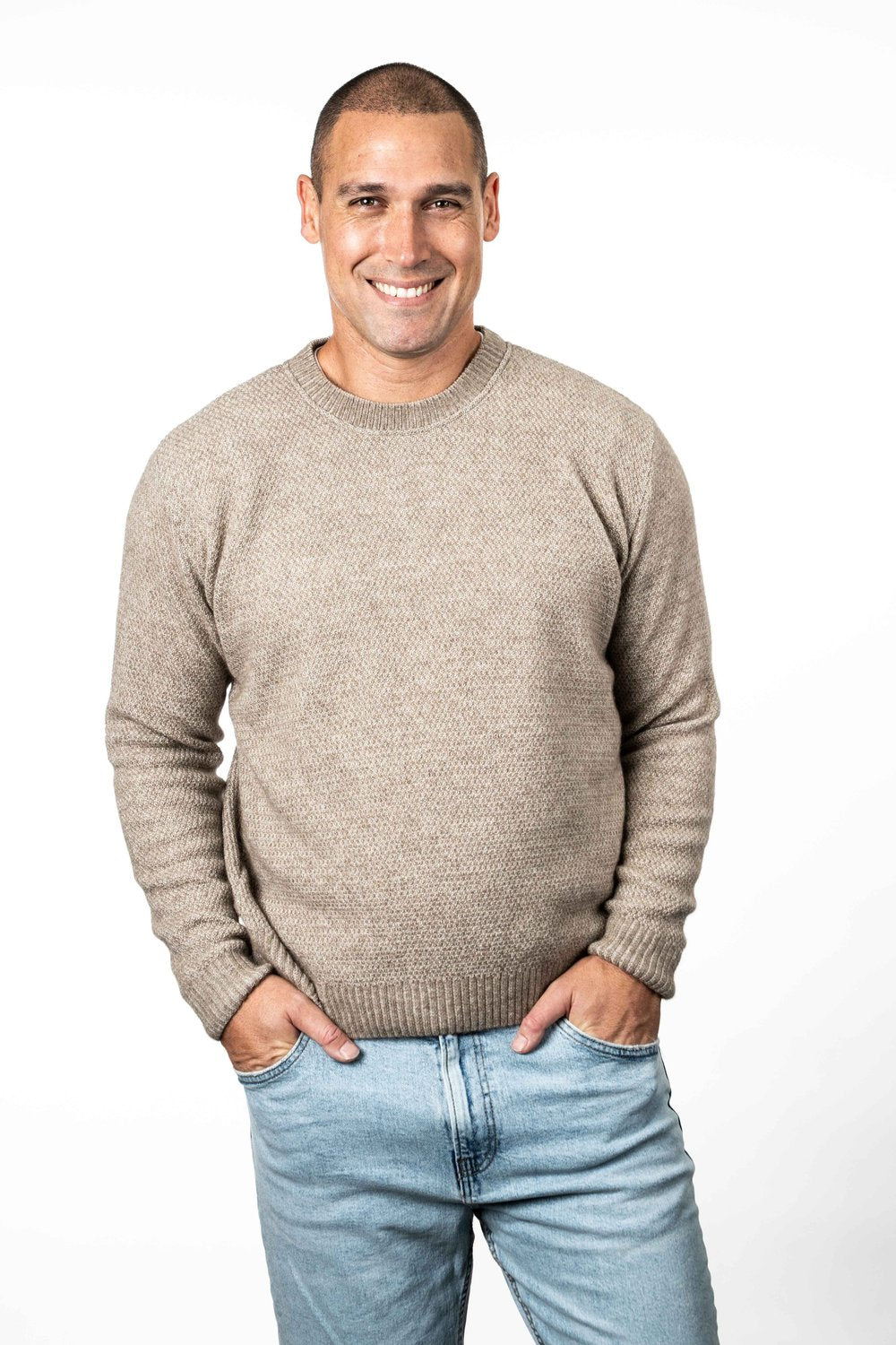 Koru Moss Stitch Possum Merino Plated Men's Crew