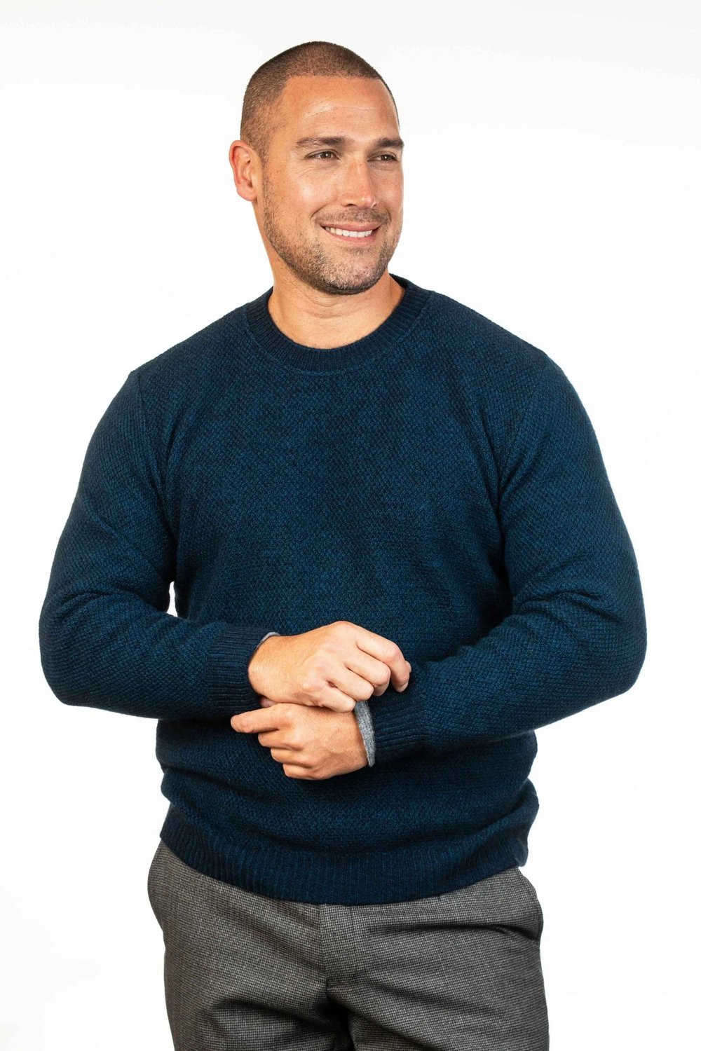 Koru Moss Stitch Possum Merino Plated Men's Crew