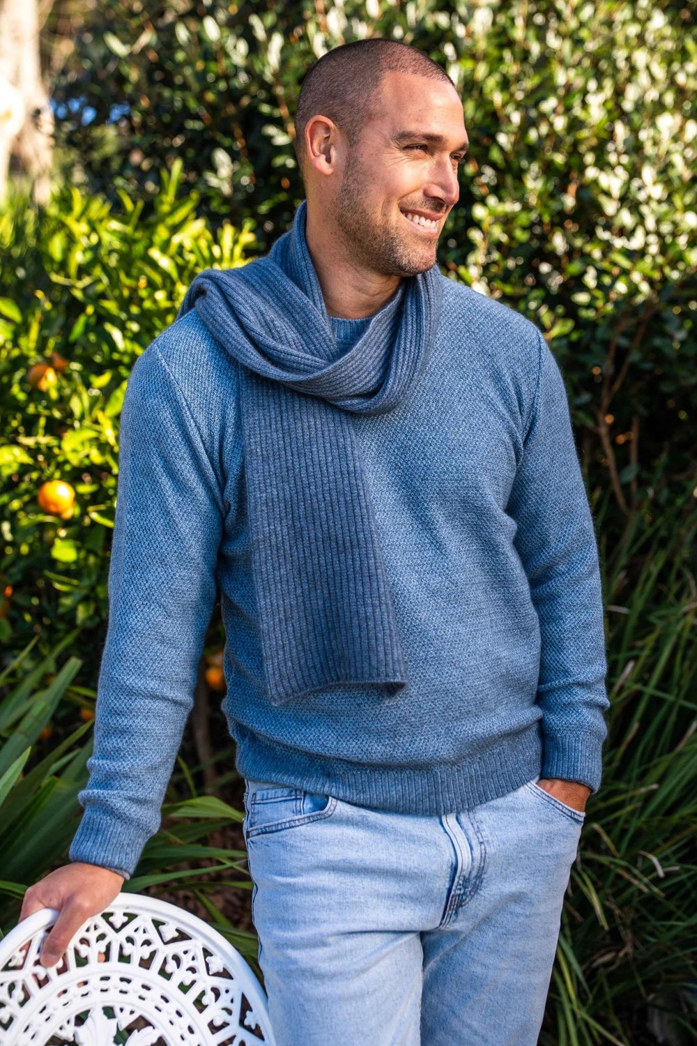 Koru Moss Stitch Possum Merino Plated Men's Crew