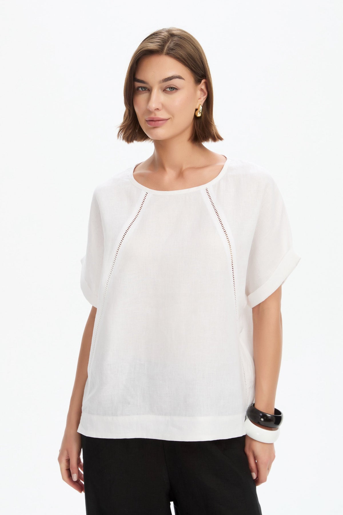 Tirelli Linen Ladder Raglan Sleeve Top
