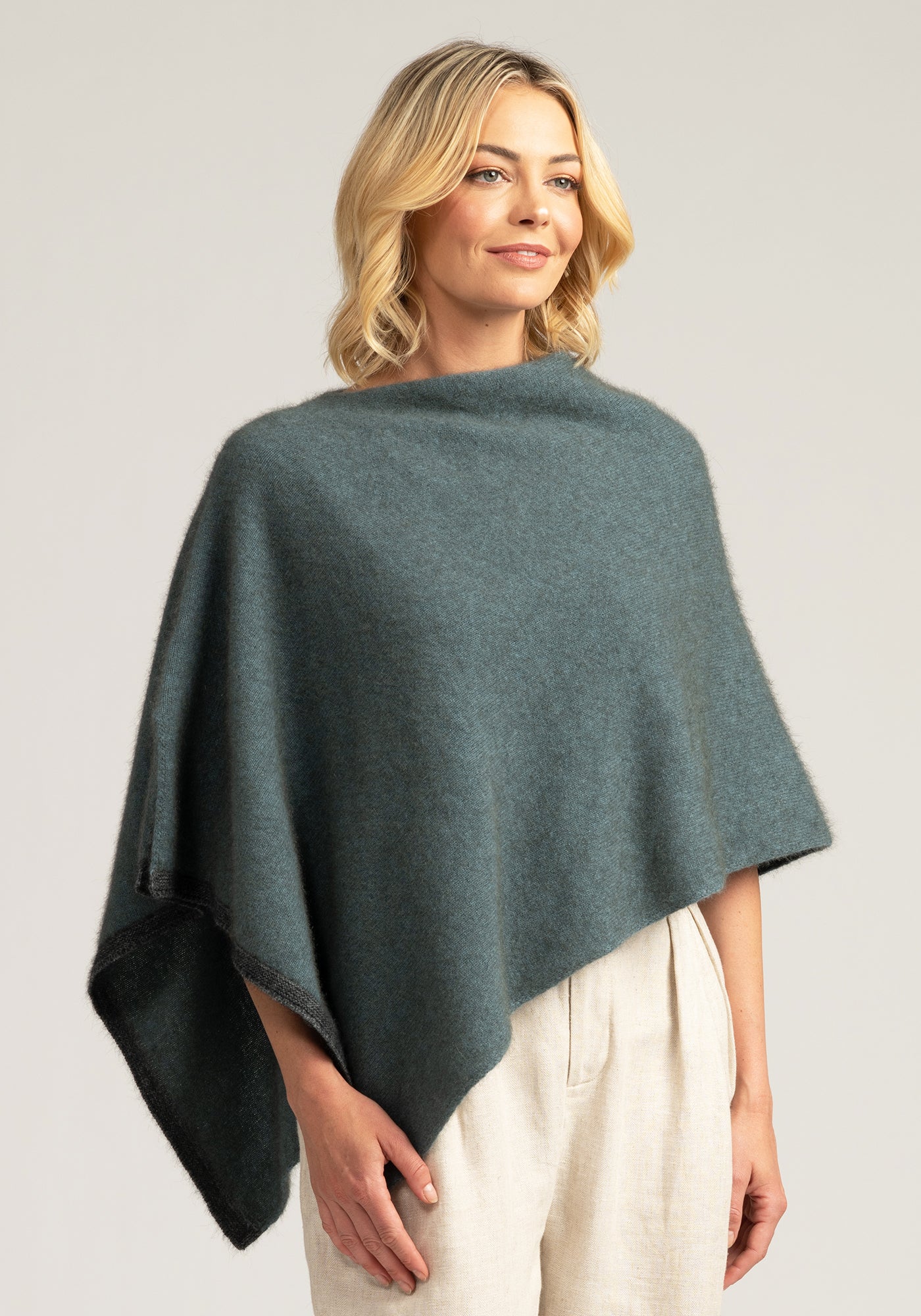 Merino Mink Two Tone Poncho