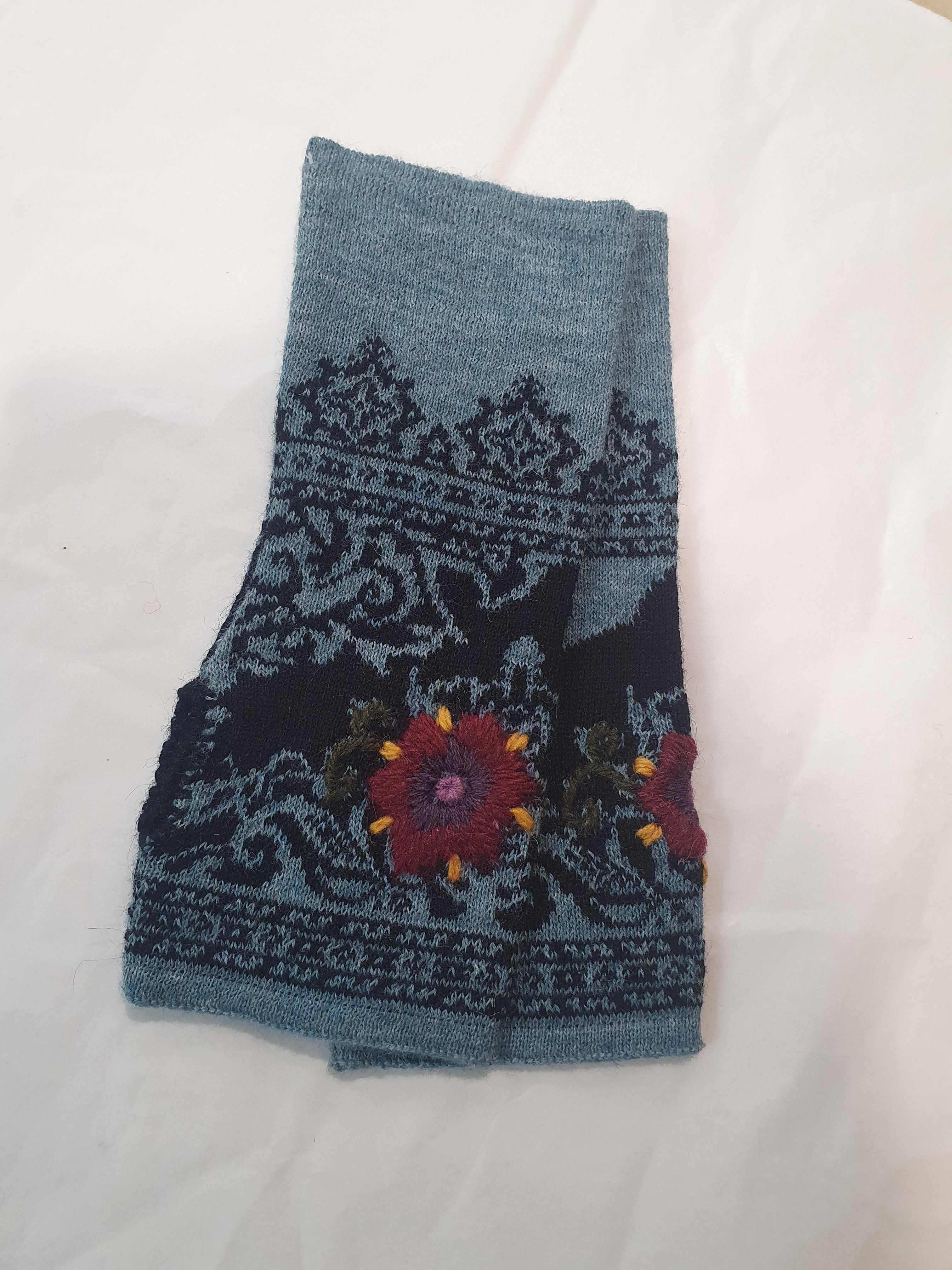 Little Alpaca Embroidered Mitts