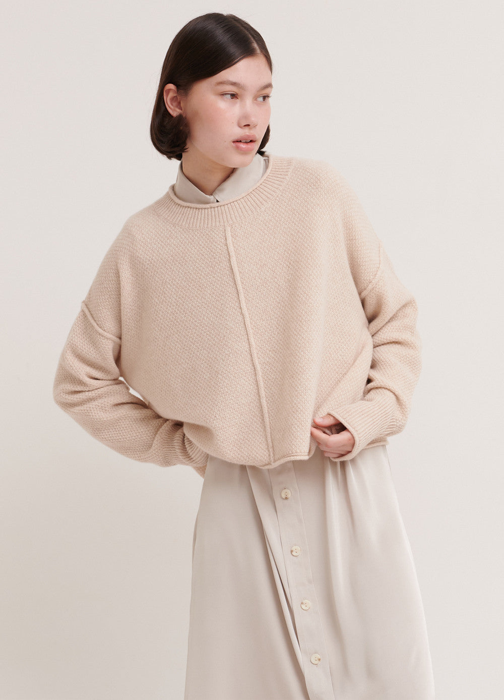 Cashmerism Cornknit Cropped Slouchy Pullover