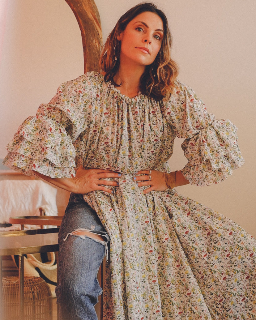 Lorena Laing Amano Flora button back dress/duster