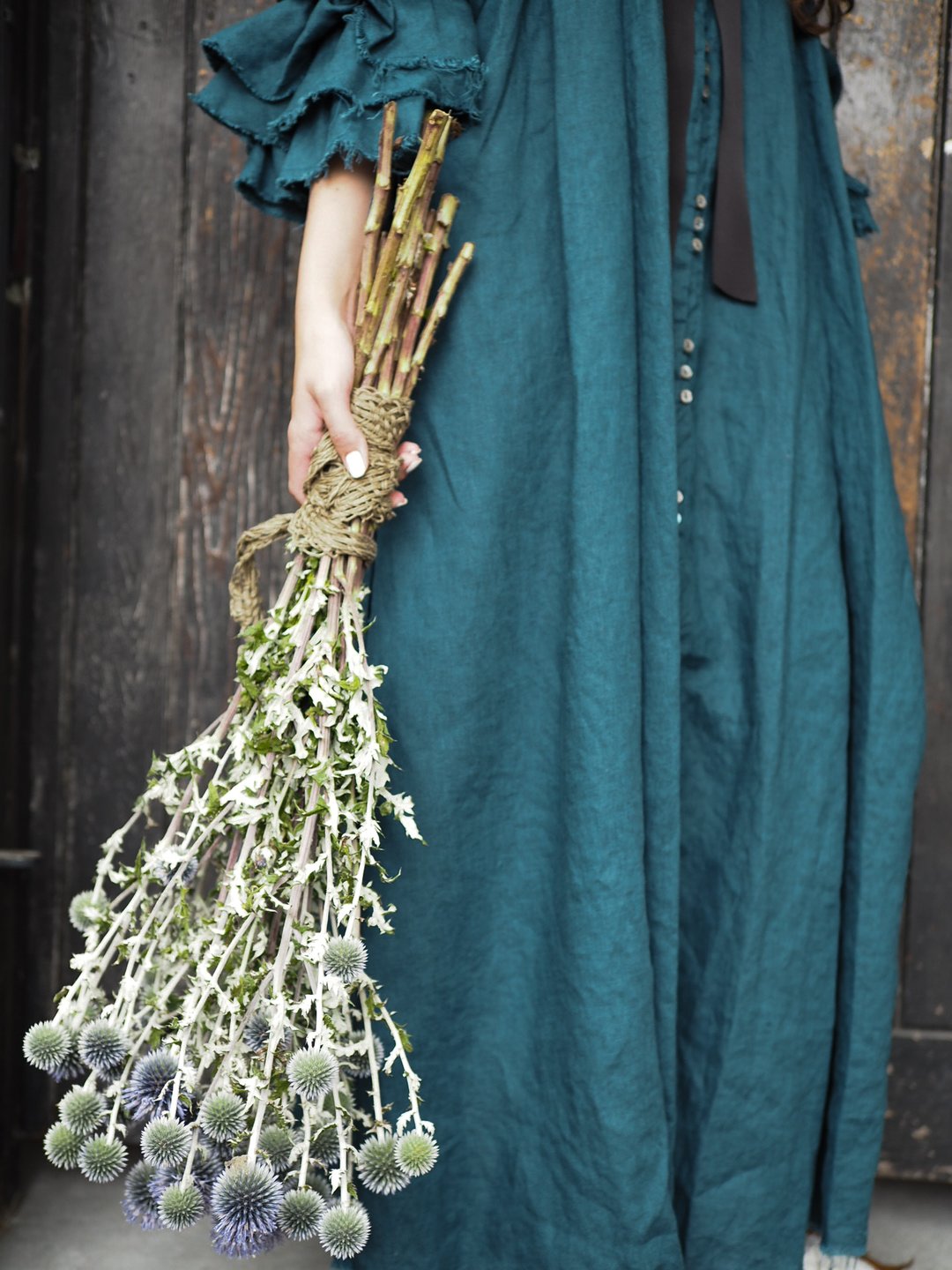 Lorena Laing Linen Button Back Bluson Dress/ Duster