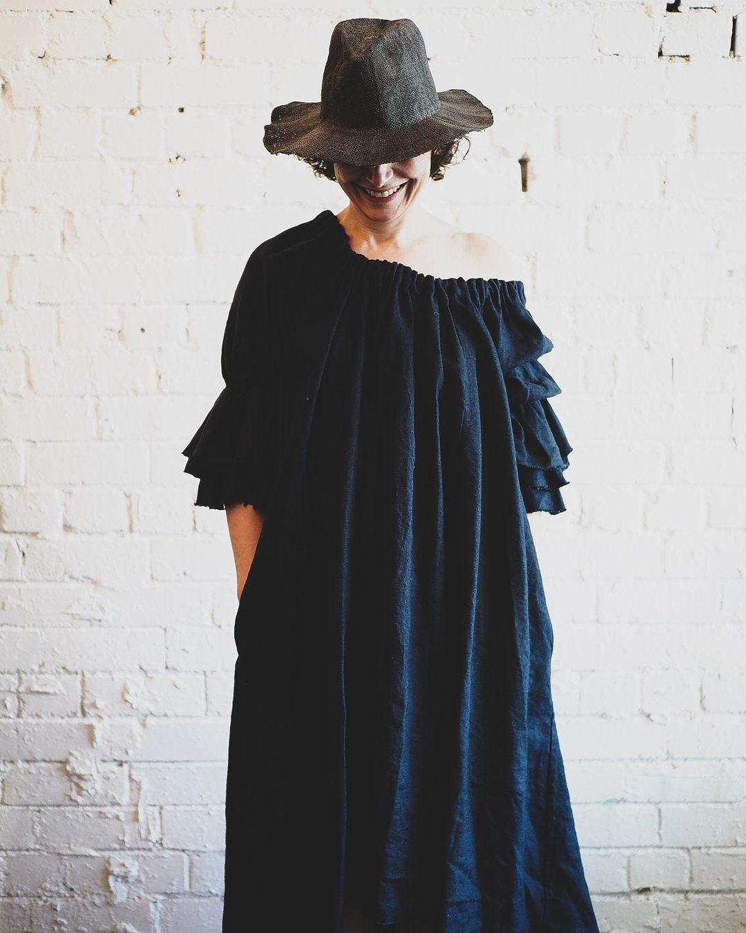 Lorena Laing Linen Button Back Bluson Dress/ Duster